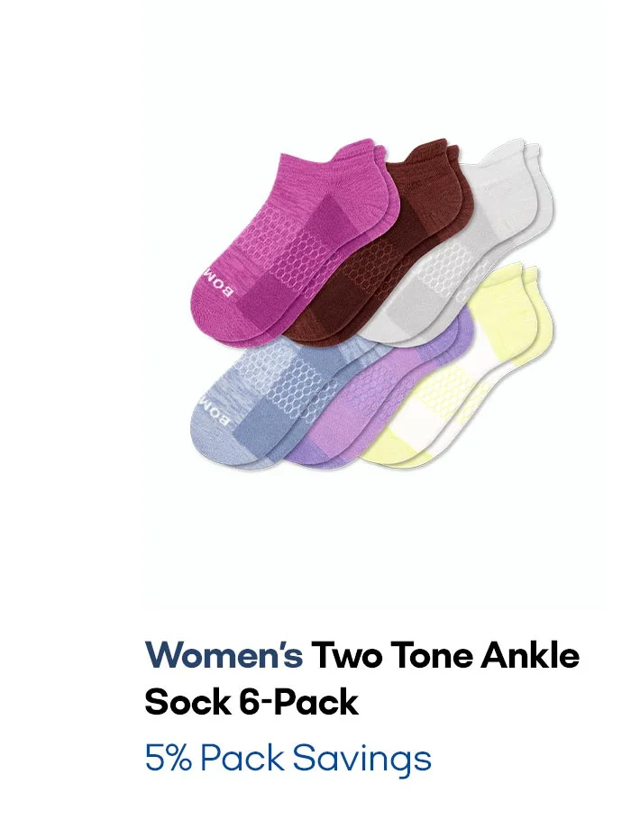 Women's Two Tone Ankle Sock 6-Pack 5% Pack Savings
