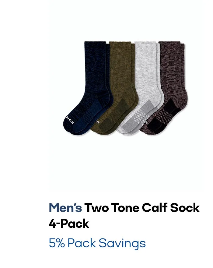Men's Two Tone Calf Sock 4-Pack 5% Pack Savings