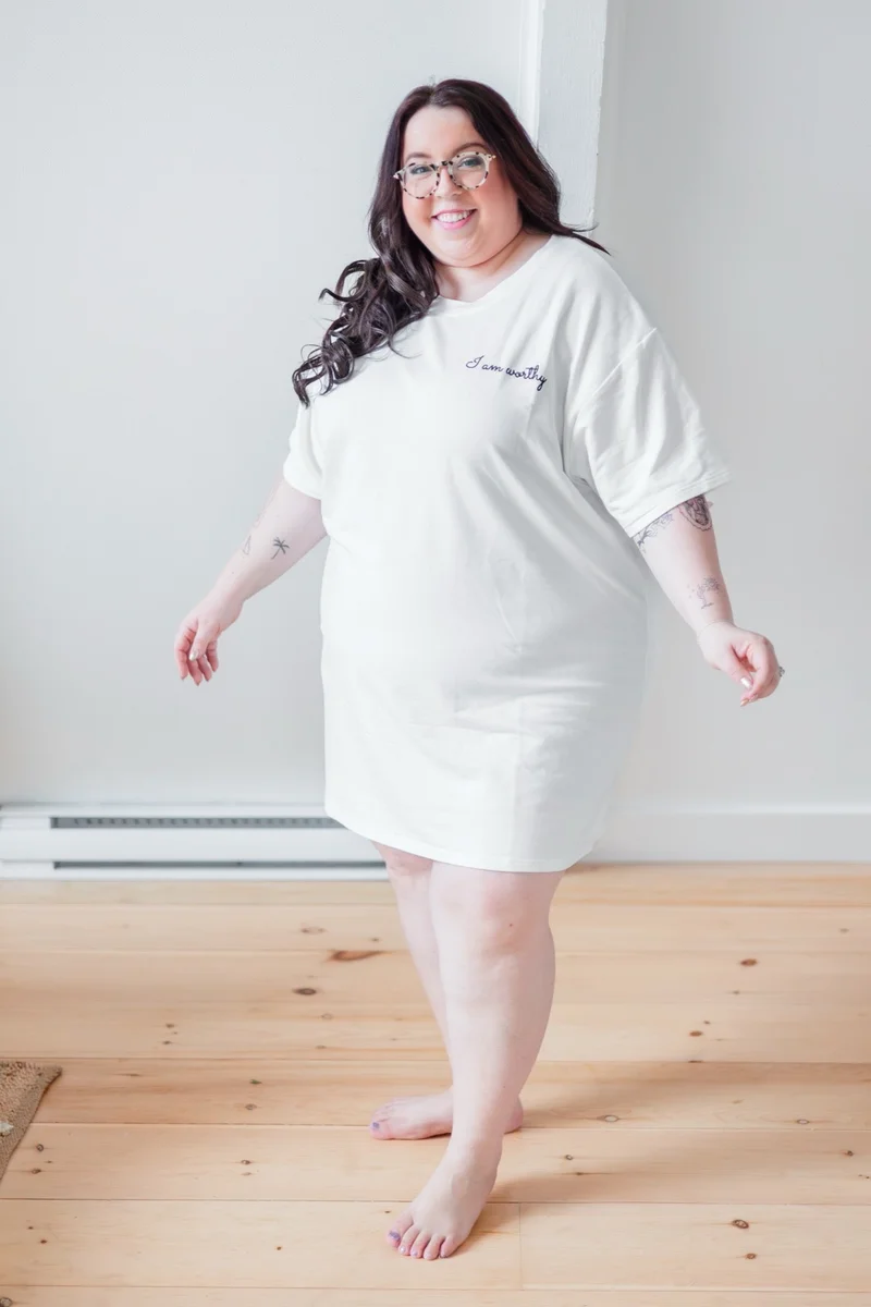 Image of Scotty T-Shirt Dress in Ivory