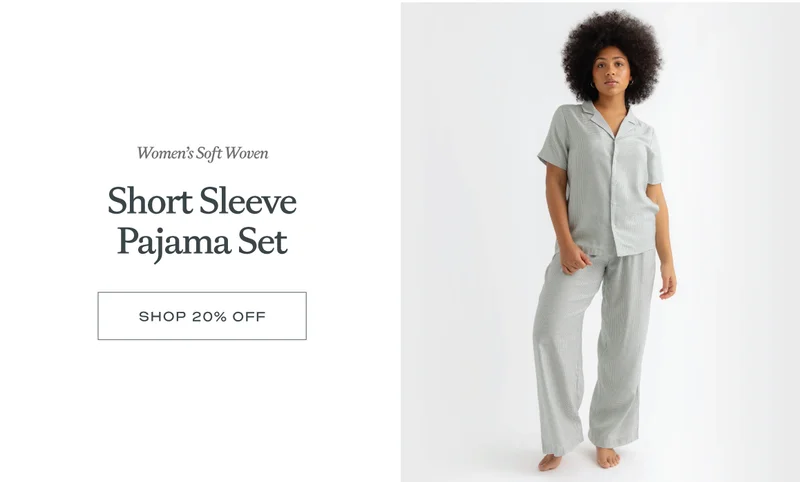 soft woven short sleeve pajama set 20% off