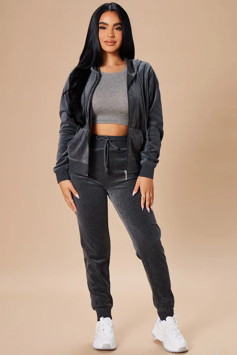 Image of The Original Trendsetter Velour Set - Charcoal