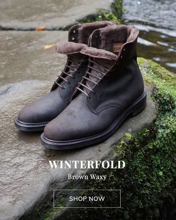Winterfold R Shearling Lined Derby Boot in Brown Waxy Leather