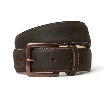 Men's Brown Waxy Commander Belt with Antique Copper Buckle