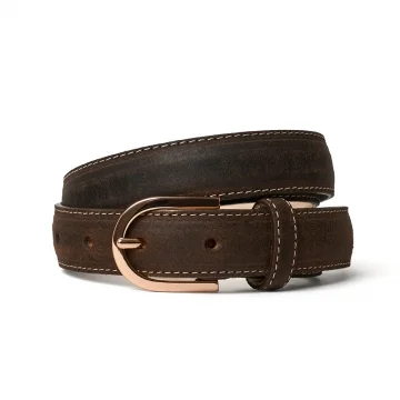 Women's Brown Waxy Commander Belt with Rose Gold Buckle