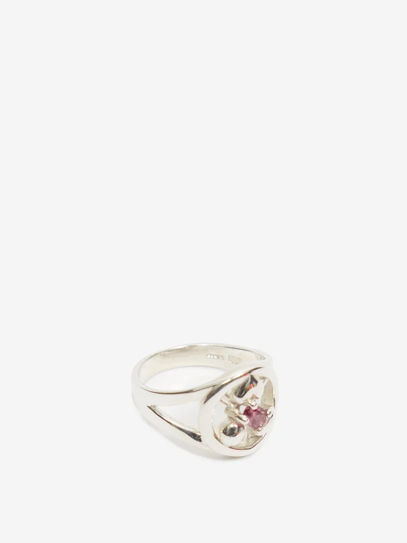 Image of Alec Doherty Round One Ring - Silver/Garnet