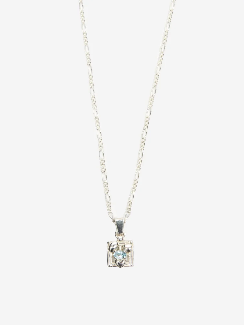 Image of Alec Doherty Square One Pendant Necklace - Silver/Topaz