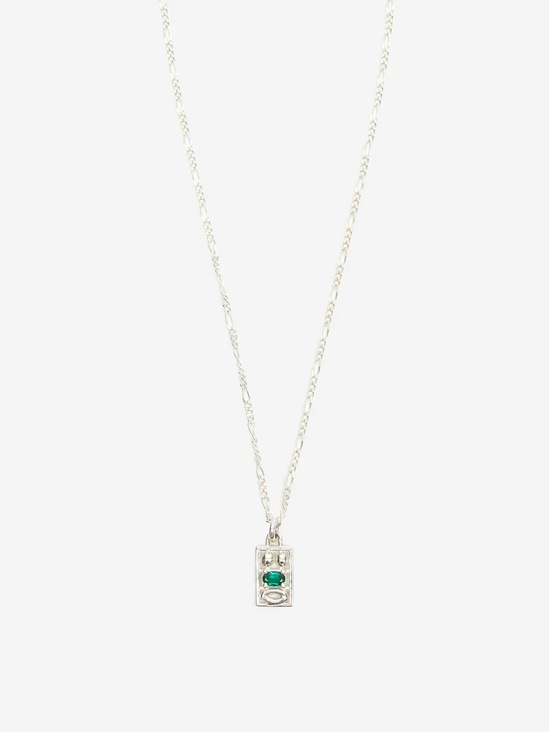 Image of Alec Doherty Shout One Pendant Necklace - Silver/Emerald