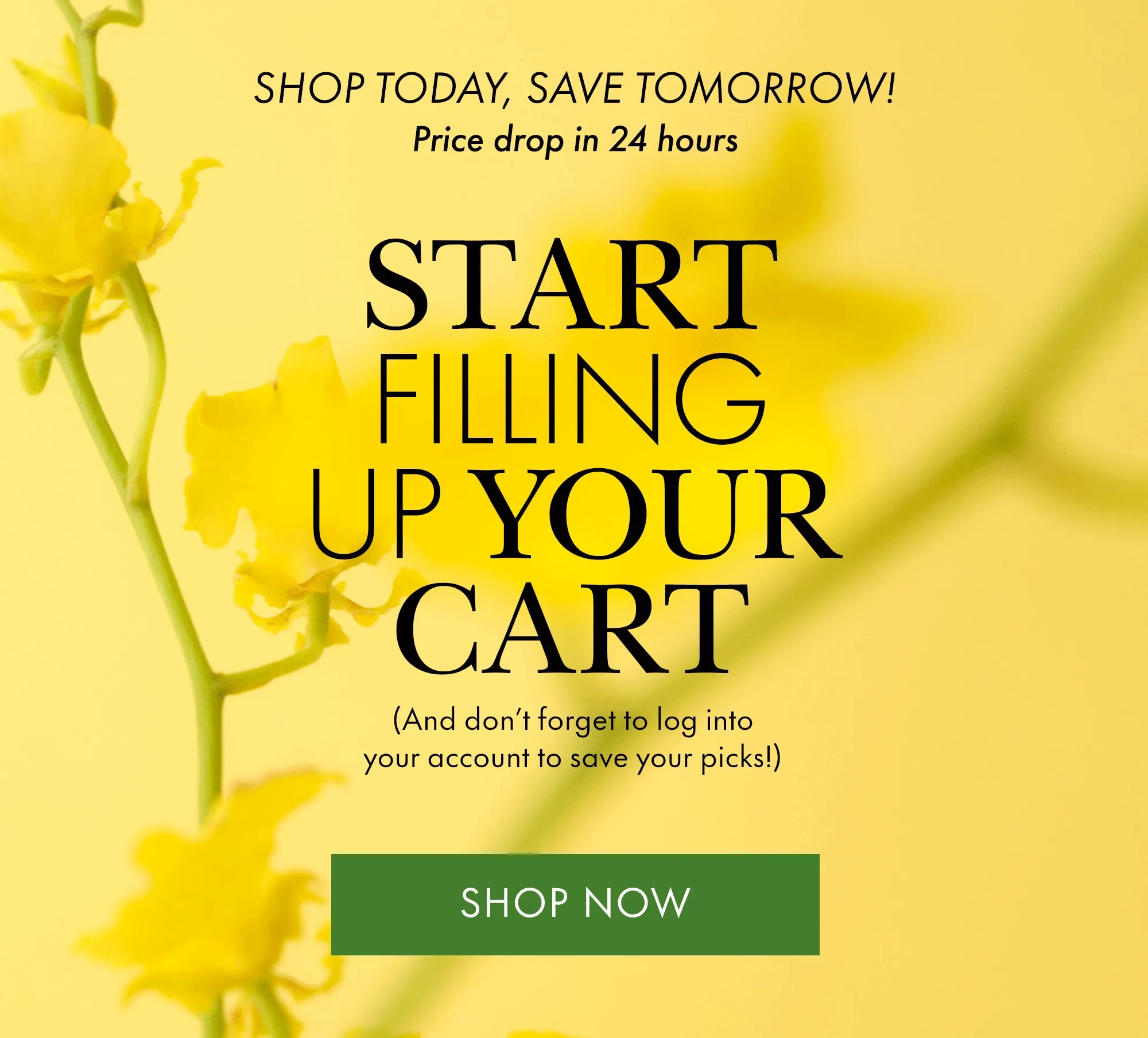 Shop Today, Save Tomorrow! Price drop in 24 hours. Start Filling Up Your Cart!