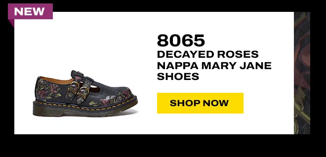 8065 Mary Jane Black Decayed Roses Classic Tumbled Nappa