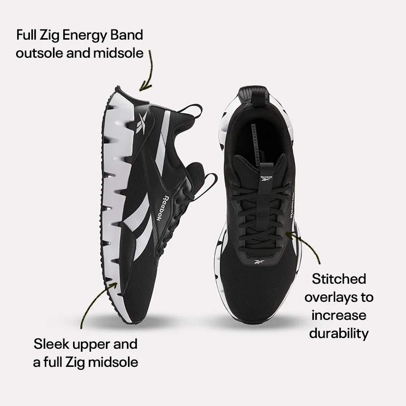 Full Zig Energy Band outsole and midsole | Sleek upper and a full Zig midsole | Stitched overlays to increase durability.