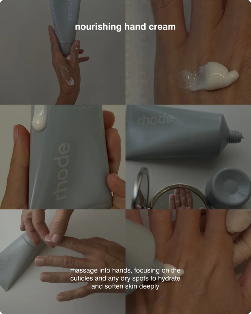 nourishing hand cream - massage into hands, focusing on the cuticles and any dry spots to hydrate and soften skin deeply