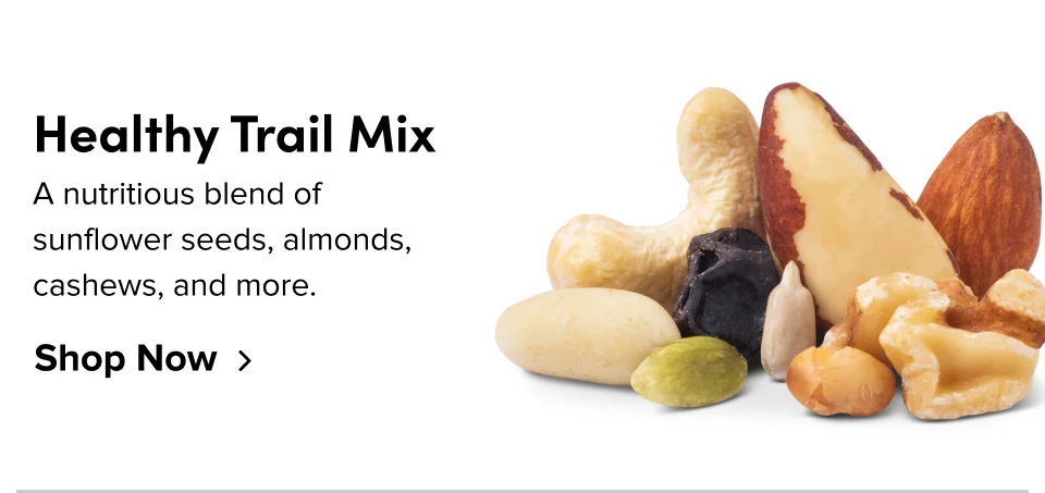 Healthy Trail Mix: Anutritious blend of sunflower seeds, almonds, cashews, and more; Shop now
