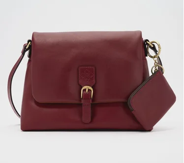 Patricia Nash Mili Leather Medium Flap Crossbody w/ Coin Pouch