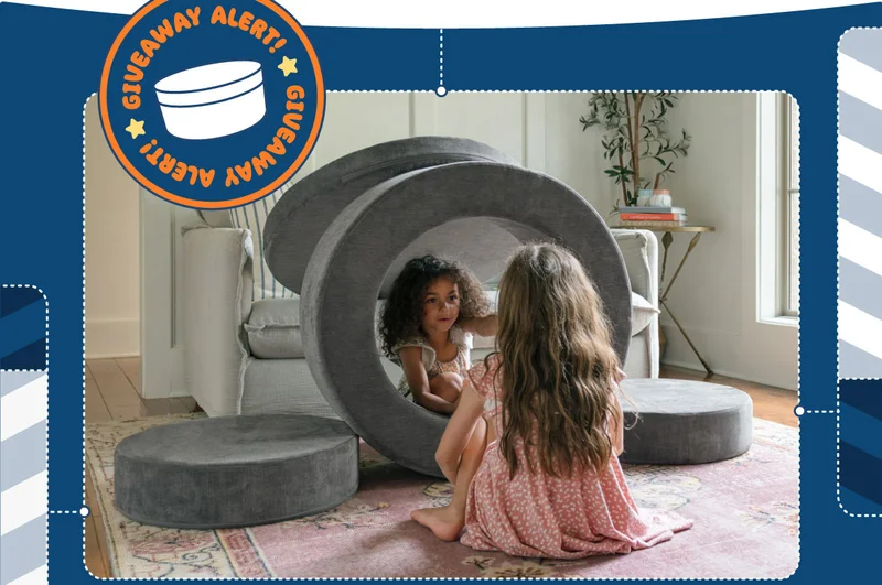 Two children play together with their Harbor Chunk