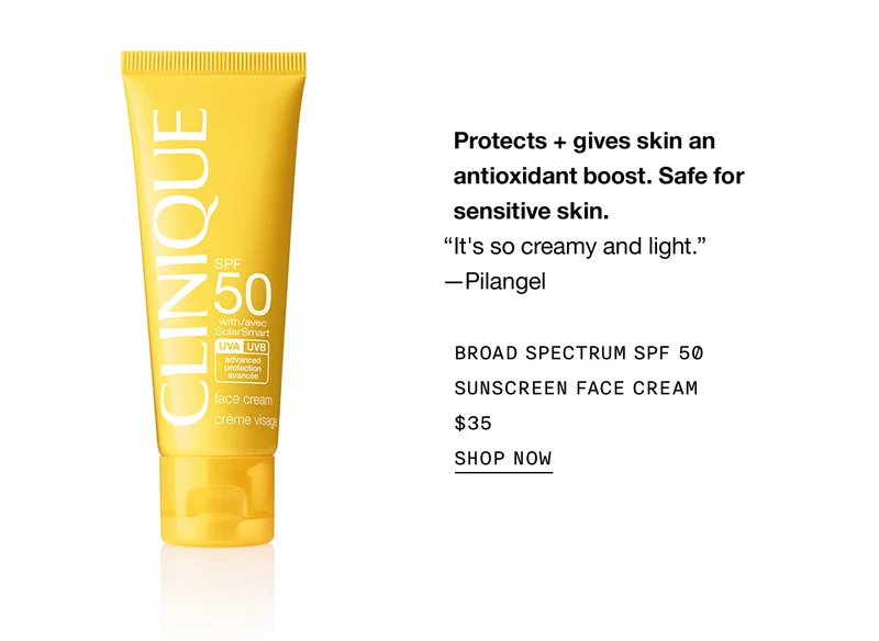 Protects + gives skin an antioxidant boost. Safe for sensitive skin. It's so creamy and light. -Pilangel BROAD SPECTRUM SPF 50 SUNSCREEN FACE CREAM $35 SHOP NOW
