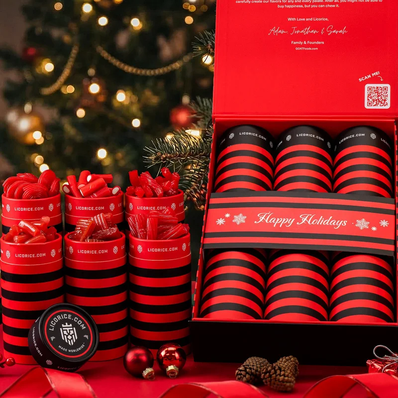 Image of 6 Tube Red Licorice Lover Holiday Gift Box
