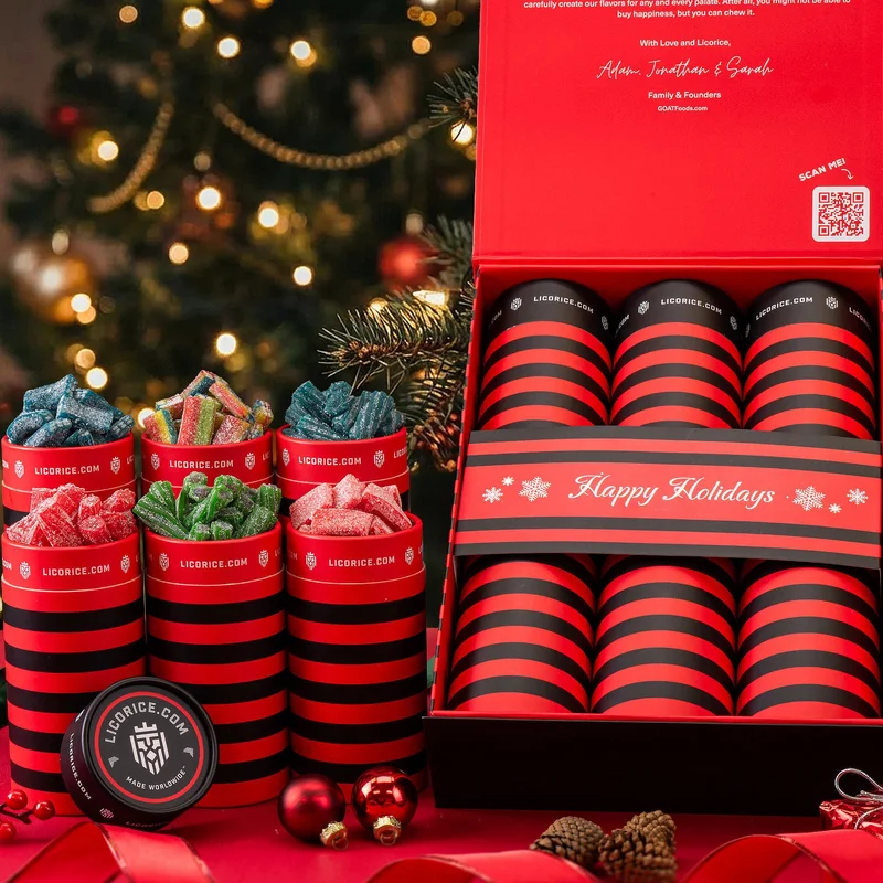 Image of 6 Tube Sour Licorice Holiday Gift Box