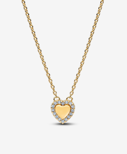Engravable Heart Halo Collier Necklace