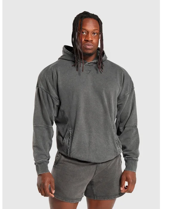 Heritage Washed Hoodie - Onyx Grey.