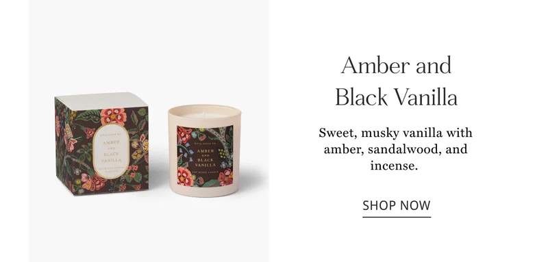 Amber and Black Vanilla Sweet, musky vanilla with amber, sandalwood, and incense.&nbsp; shop now