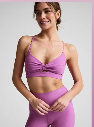 Spacedye™ Twist Front Strappy Bra in Fun Fuchsia Heather