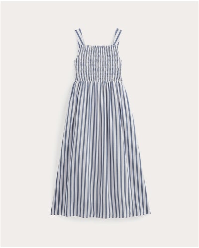 [Image]The Gauze Smock Dress | White / Mazarine Blue