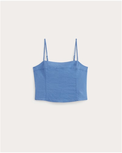 [Image]The Seamed Top in Stretch Linen | Bluebell
