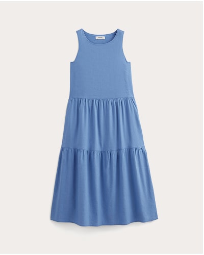 [Image]The Tiered Dress in Stretch Linen | Bluebell
