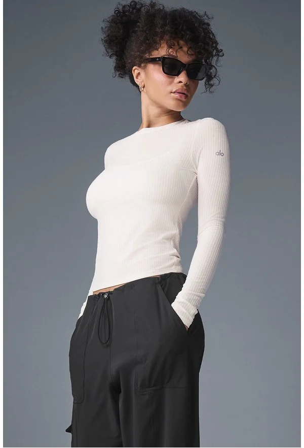 Ribbed Sea Coast Long Sleeve - Ivory - Ivory / M