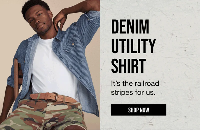 DENIM UTILITY SHIRT | It's the railroad stripes for us. | SHOP NOW