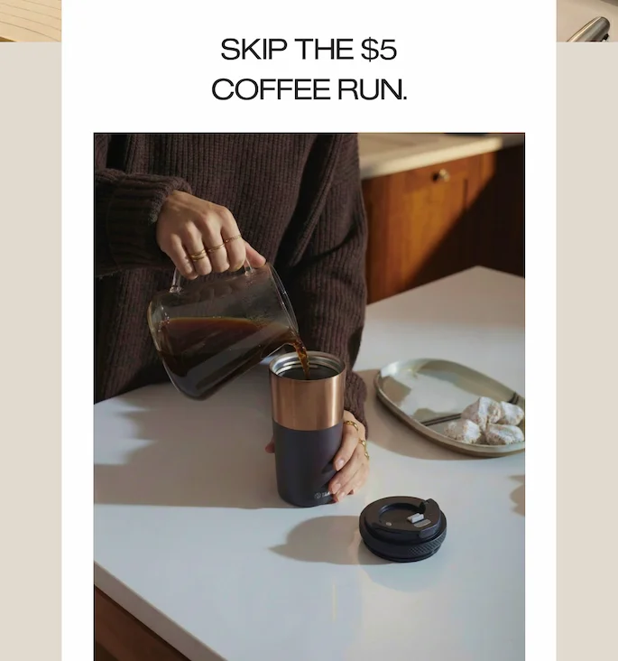 skip the $5 coffee run and take it on the go in our new takeya coffee tumbler