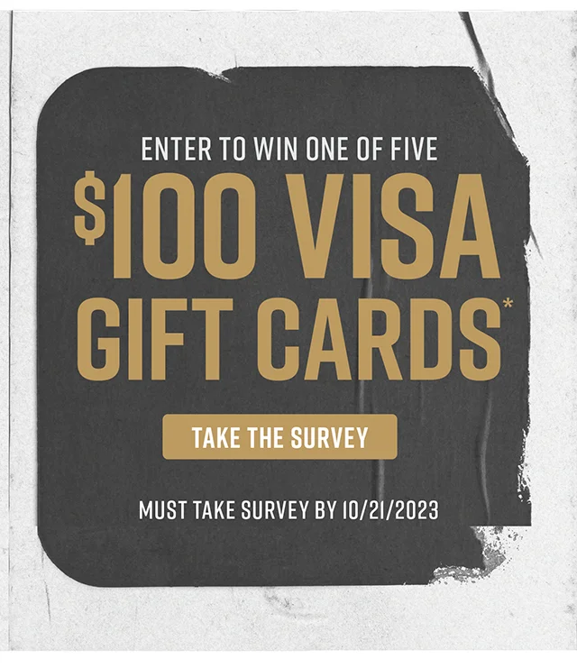 Enter to Win One of Five $100 Visa Gift Cards Take the Survey