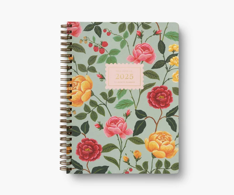 Image of 2025 12-Month Softcover Spiral Planner - Roses