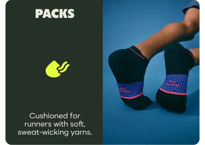 PACKS | Cushioned for runners with soft, sweat-wicking yarns.
