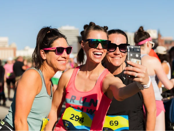 Group of runners taking a selfie Group of runners taking a selfie