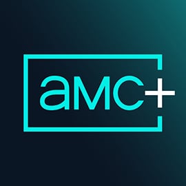AMC+ logo on a blue background.