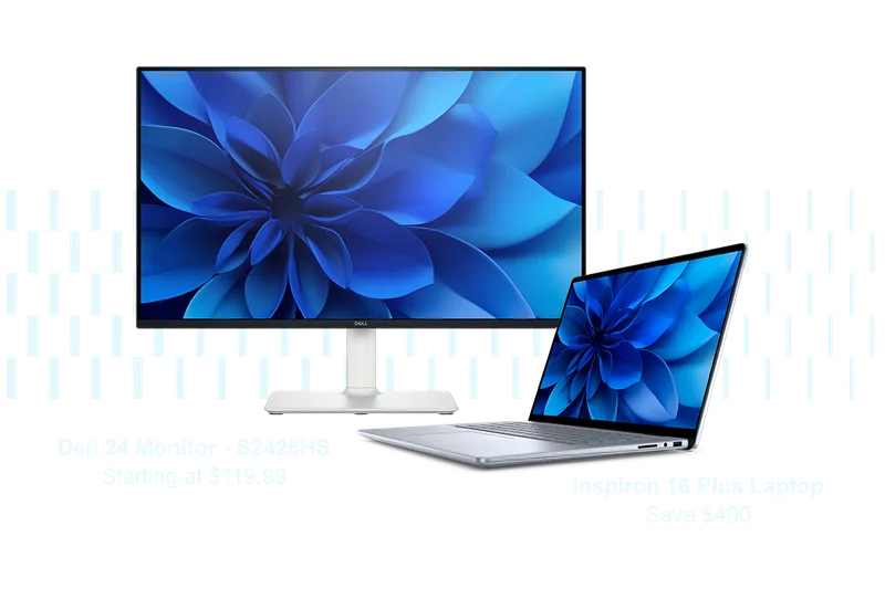 Inspiron 16 Laptop & Dell 24 Monitor Montage