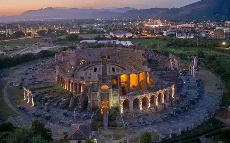 The Amphitheater of Capua, home to Rome’s most famous gladiator school, trained warriors for the brutal spectacles that thrilled the empire, including legendary figures like Spartacus