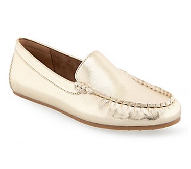 Aerosoles Casual Loafer - Over Drive  Size 7 Wide  Soft Gold Pu