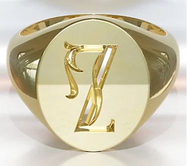 Heights Jewelers 14K Gold Plated Initial Signet Ring