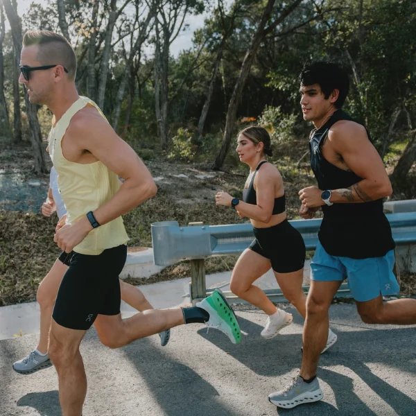 Group of people running together