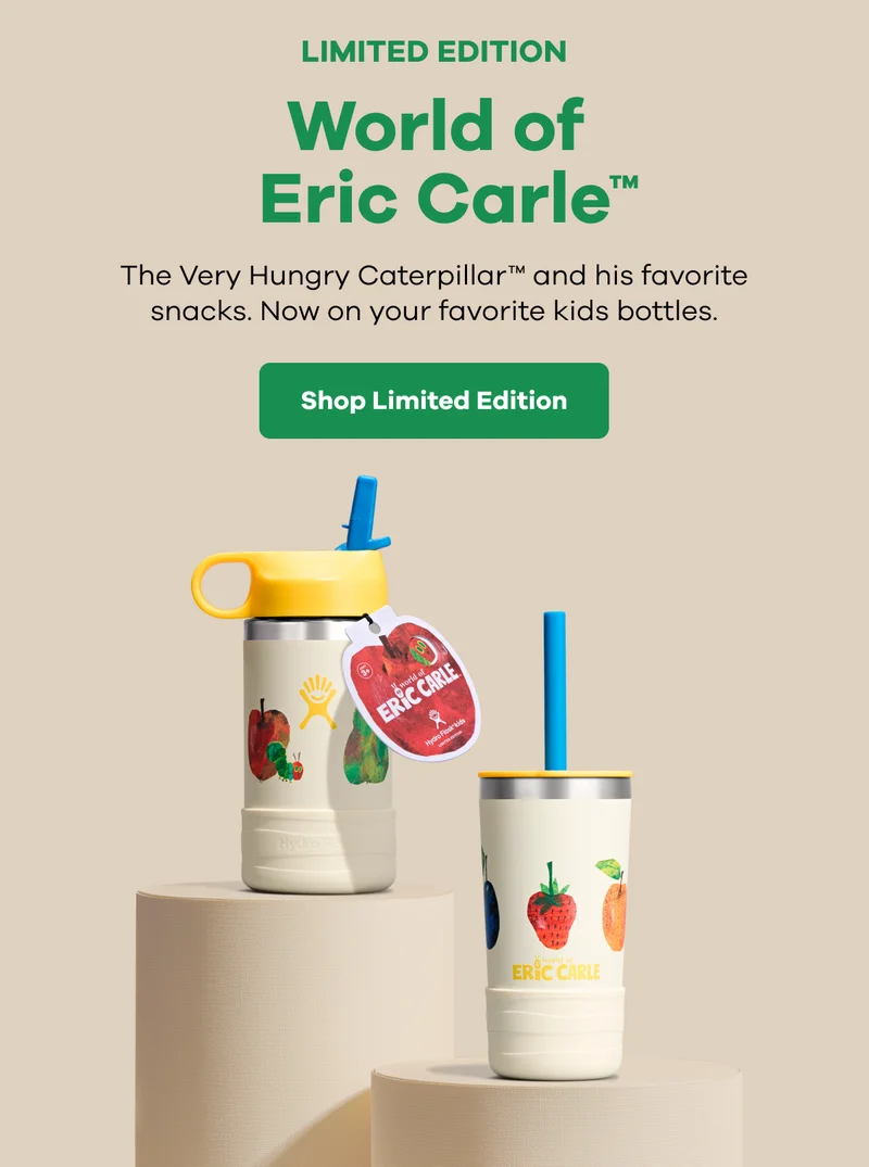 LIMITED EDITION World of Eric Carle. The very hungry caterpillar and his favorite snacks. Now on your favorite kids bottles. | Shop Limited Edition