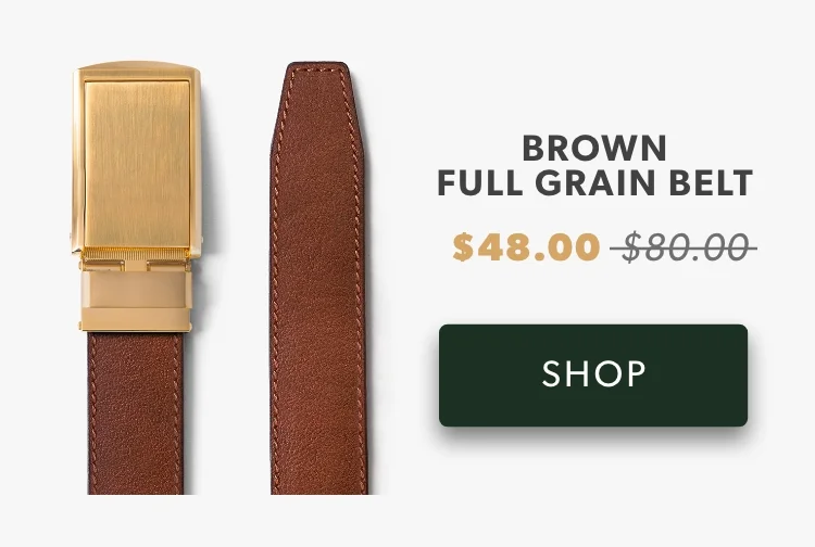 Gold & Brown Full Grain Leather Belt
