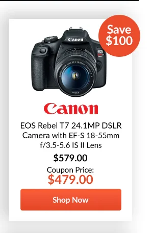 Canon EOS Rebel T7 24.1MP DSLR Camera with EF-S 18-55mm f/3.5-5.6 IS II Lens