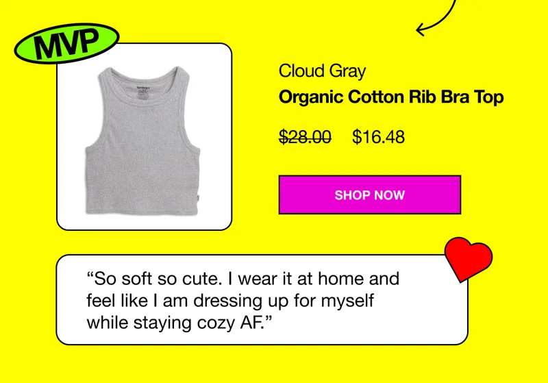 Organic Cotton Rib Bra Top