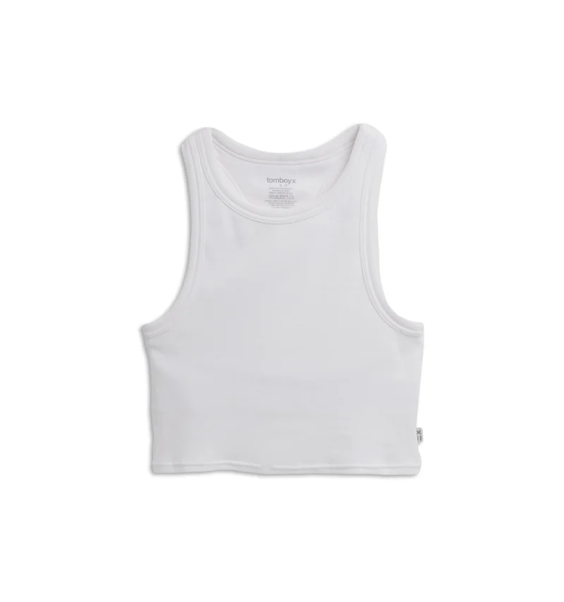 Image of Organic Cotton Rib Bra Top - White