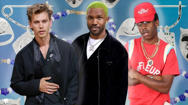 Image may contain: Frank Ocean, Austin Butler, Tyler, The Creator, Baseball Cap, Cap, Clothing, Hat, Accessories, and Jewelry