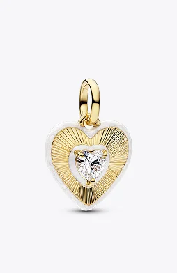 Radiating White Heart Medallion Charm