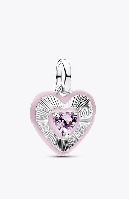 Radiating Pink Heart Medallion Charm