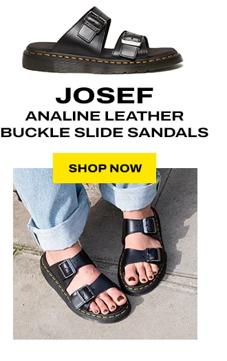 JOSEF ANALINE LEATHER BUCKLE SLIDE SANDALS